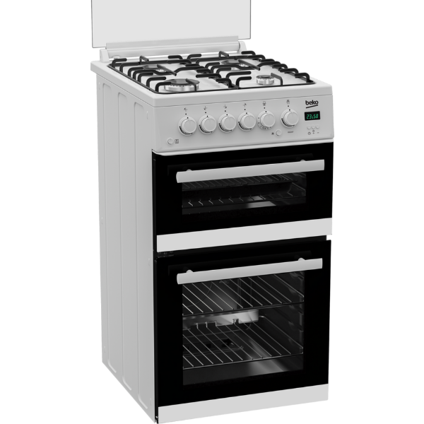 Beko EDG507W 50cm Twin Cavity Gas Cooker with Gas Hob - White_main