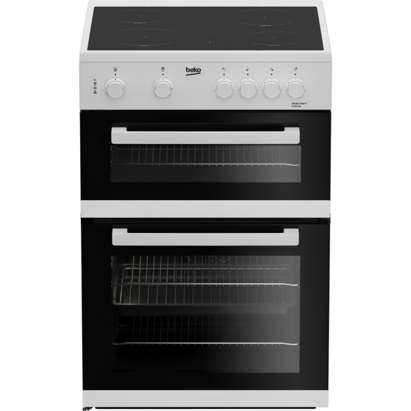 Beko ETC611W 60cm Twin Cavity Electric Cooker with Ceramic Hob - White_main