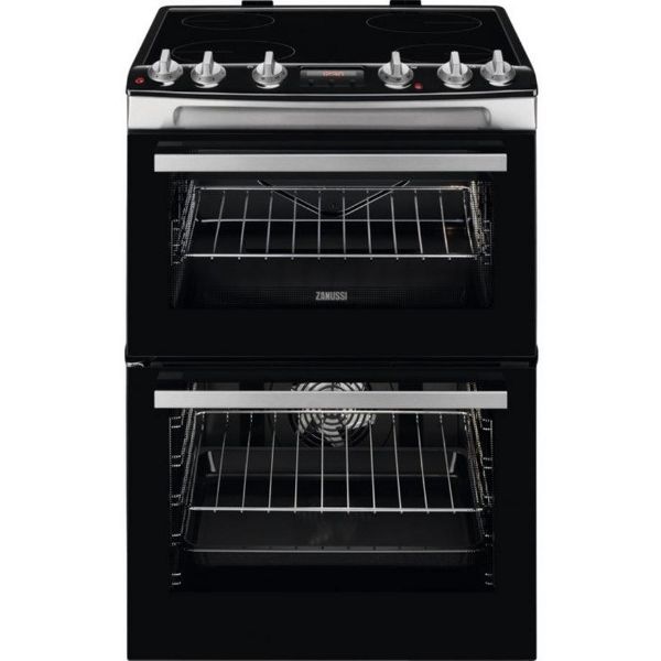 Zanussi ZCV66078XA 60cm Electric Double Oven with Ceramic Hob - Stainless Steel_main