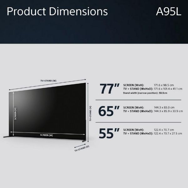 Sony XR77A95LPU 77" 4K HDR Google Smart TV_dimen