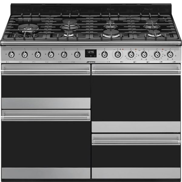 Picture of Smeg SYD4110-1 Symphony Dual Fuel Range Cooker with 7 Burners in Stainless Steel 