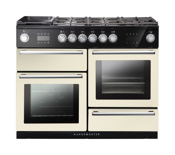 Picture of Rangemaster 119800 Nexus Steam 110 Dual Fuel Range Cooker in Ivory with Chrome Trim-NEX110SODFFIV/C