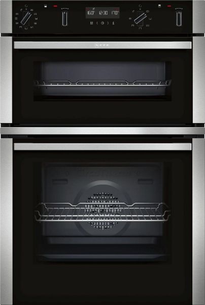Picture of Neff U2ACM7HH0B Built In WiFi Enabled Double Oven with Pyrolytic Cleaning and EasyClean in Stainless Steel