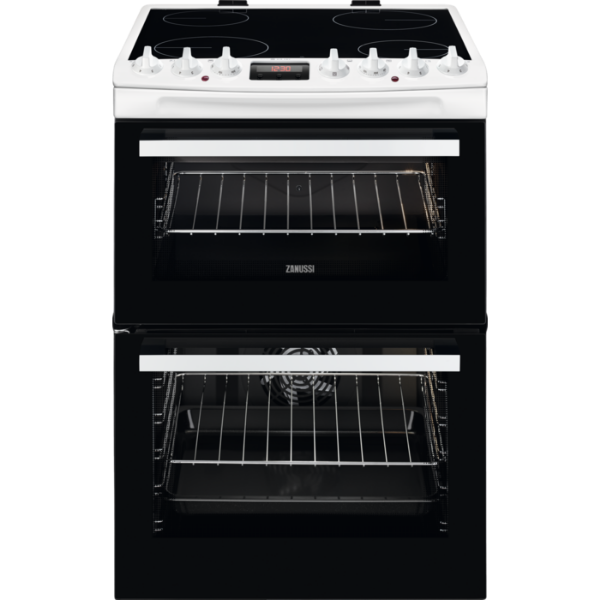 Picture of Zanussi ZCV69360WA 60cm Double Oven Electric Cooker in White with Ceramic Hob and PlusSteam