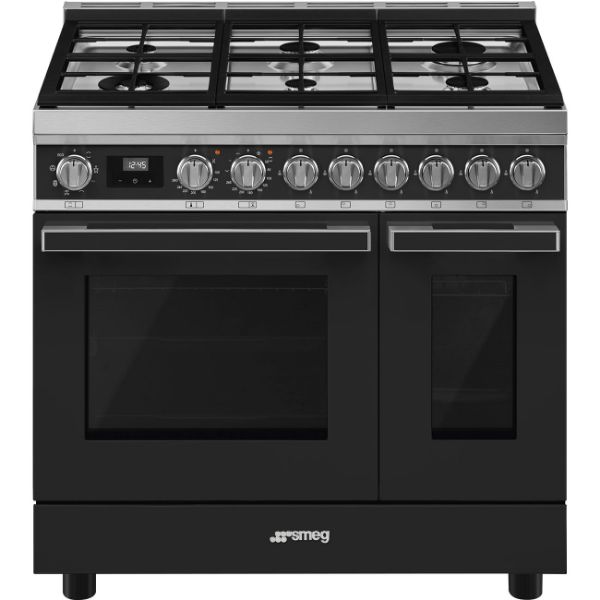 Picture of Smeg CPF92GMA 90cm Portofino Dual Fuel Range Cooker in Anthracite - Display Model