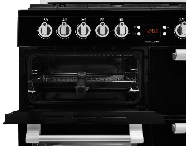 Picture of Leisure CC100F521K Chefmaster 100cm Dual Fuel Range Cooker with Glass Top Lid in Black