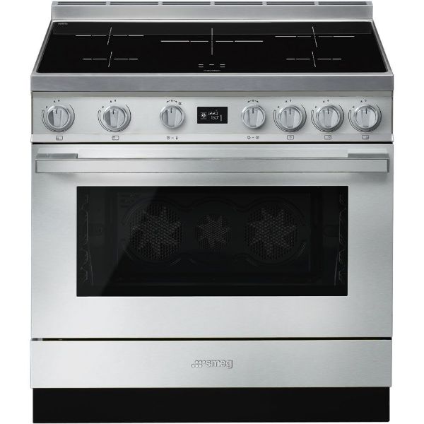 Smeg CPF9IPX 90cm Portofino Single Pyrolytic Cavity Induction Range Cooker in Stainless Steel