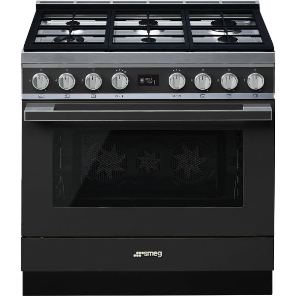 Smeg CPF9GPAN 90cm Portofino Single Pyrolytic Cavity Dual Fuel Range Cooker in Anthracite