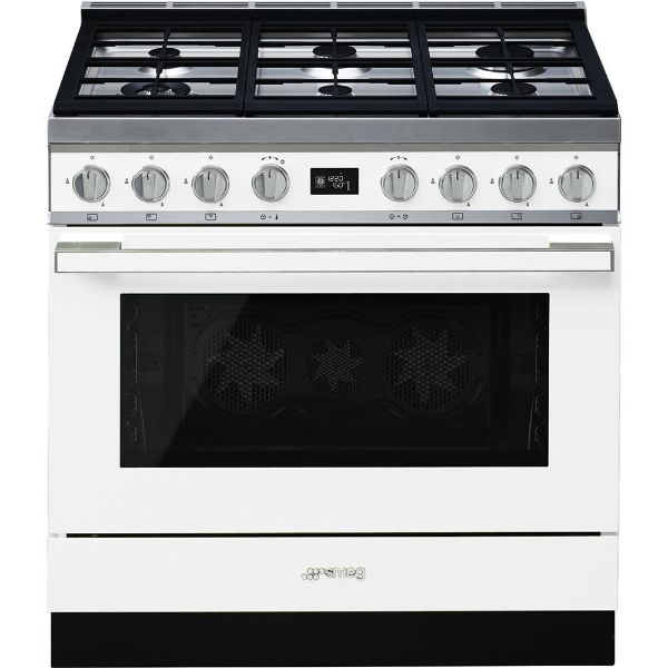 Smeg CPF9GPWH 90cm Portofino Single Pyrolytic Cavity Dual Fuel Range Cooker in White