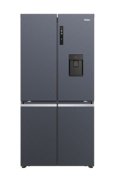 Haier HCR5919EHMB 90cm Freestanding American Fridge Freezer in Brushed Black_front