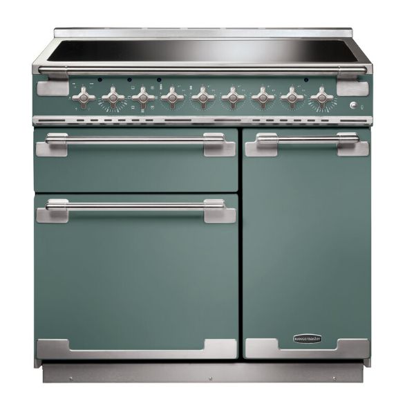 Rangemaster 127200 Elise 90 Induction Range Cooker in Mineral Green with Brushed Nickel Trim - ELS90EIMG/