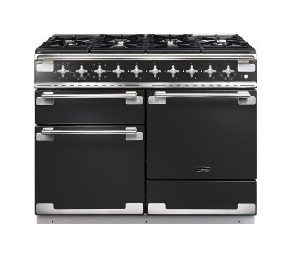 Rangemaster 126880 Elise 110 Dual Fuel Range Cooker in Charcoal Black with Brushed Nickel Trim - ELS110DFFCB/