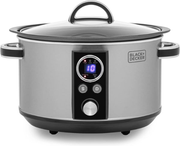 Black & Decker BXSC16045GB 6.5 Ltr Digital Slow Cooker Sear & Stew in Silver and Black_main