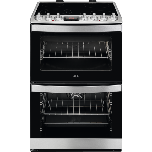 AEG CCB6740ACM 60cm Double Oven SteamBake Electric Cooker with Ceramic Hob and Catalytic Cleaning