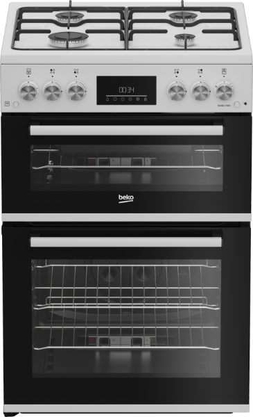 Beko EDG6231W 60cm Twin Cavity Gas Cooker with Enamel Hob - White_main