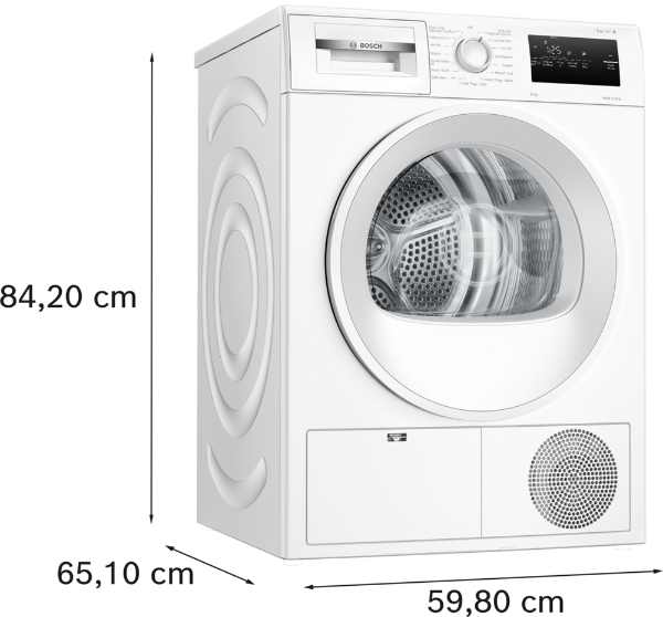 Bosch WTH85225GB 8kg Heat Pump Tumble Dryer - White_dimensions