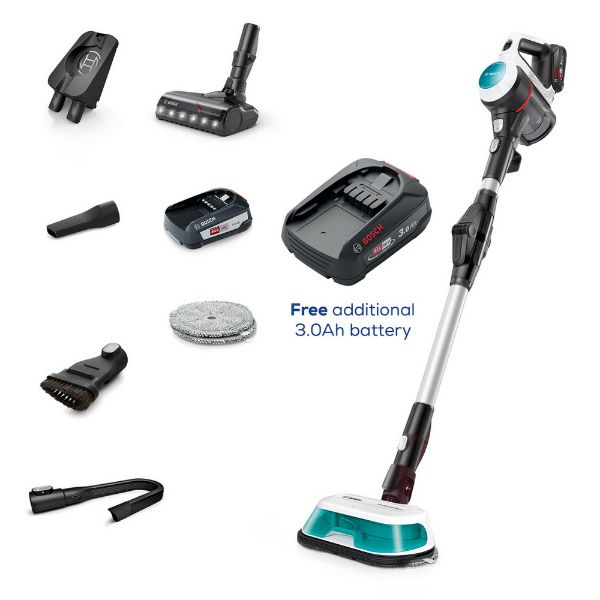 Bosch Unlimited 7 BCS71HYGGB Aqua Vacuum & Mop - 40 Minutes Run Time - White - PLUS Additional Battery_main