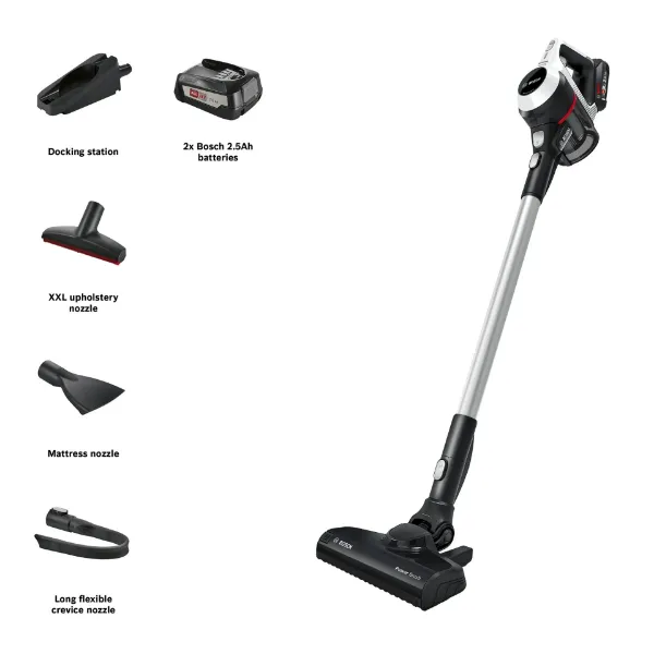 Bosch BCS612GB Unlimited Serie 6 ProHome Cordless Vacuum Cleaner with 30 Minute Run Time in White Plus Battery_Overview