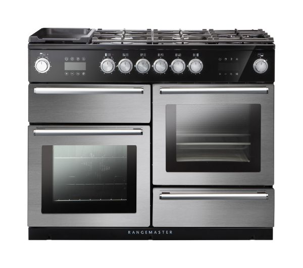 Rangemaster 119770 Nexus Steam 110 Dual Fuel Range Cooker in Stainless Steel with Chrome Trim - NEX110SODFFSS/C