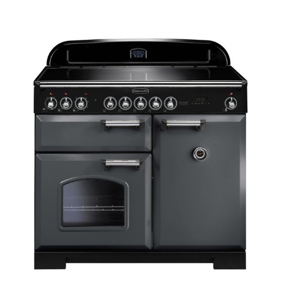 Rangemaster 124240 Classic Deluxe 100 Induction Range Cooker in Slate with Chrome Trim - CDL100EISL/C