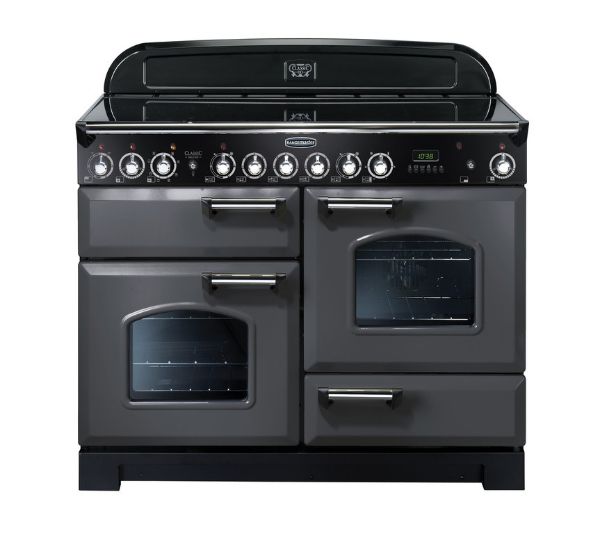 Rangemaster 124290 Classic Deluxe 110 Ceramic Range Cooker in Slate with Chrome Trim - CDL110ECSL/C