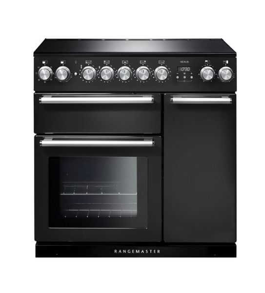 Rangemaster 125660 Nexus 90 Induction Range Cooker in Charcoal Black with Chrome Trim - NEX90EICB/C