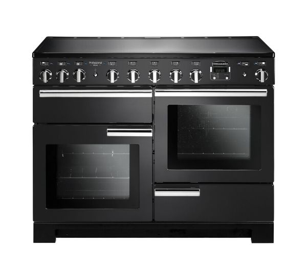 Rangemaster 126130 Professional Deluxe 110 Induction Range Cooker in Charcoal Black with Chrome Trim - PDL110EICB/C