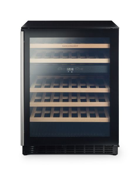 Rangemaster RDZ6046BL/ 126170 60cm Dual Zone Wine Cooler in Black with Stainless Steel Trim_main
