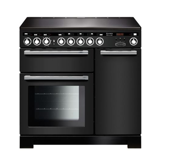 Rangemaster 126640 Encore Deluxe 90 Induction Range Cooker in Charcoal Black with Chrome Trim - EDL90EICB/C