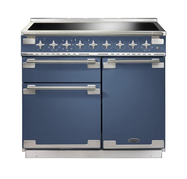 Rangemaster 127040 Elise 100 Induction Range Cooker in Stone Blue with Brushed Nickel Trim - ELS100EISB/