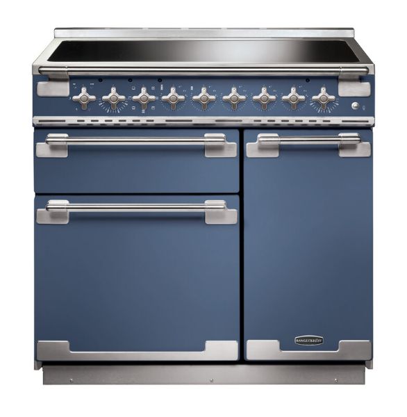 Rangemaster 127190 Elise 90 Induction Range Cooker in Stone Blue with Brushed Nickel Trim - ELS90EISB/