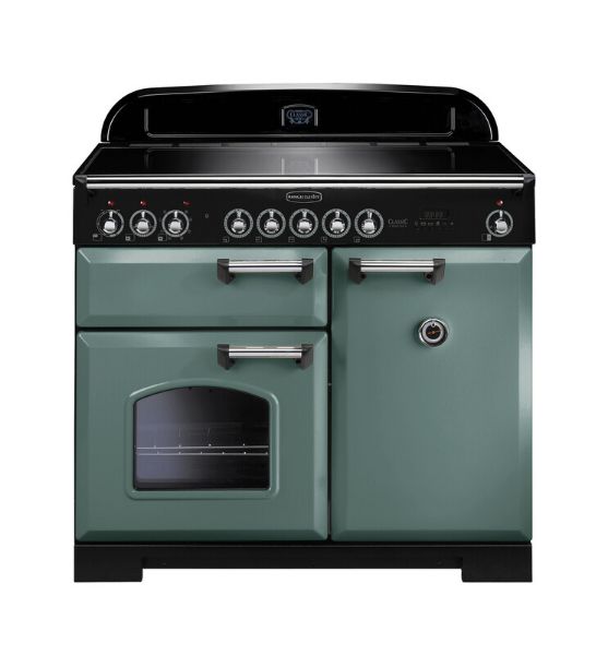 Rangemaster 127470 Classic Deluxe 100 Induction Range Cooker in Mineral Green with Chrome Trim - CDL100EIMG/C