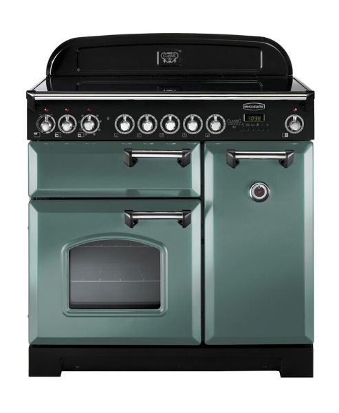 Rangemaster 127590 Classic Deluxe 90 Induction Range Cooker in Mineral Green with Chrome Trim - CDL90EIMG/C