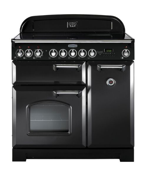 Rangemaster 128460 Classic Deluxe 90 Induction Range Cooker in Charcoal Black with Chrome Trim- CDL90EICB/C