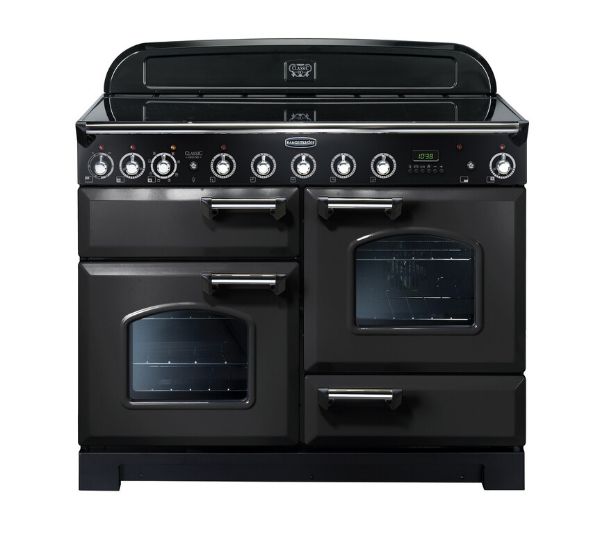 Rangemaster 128540 Classic Deluxe 110 Induction Range Cooker in Charcoal Black with Chrome Trim - CDL110EICB/C