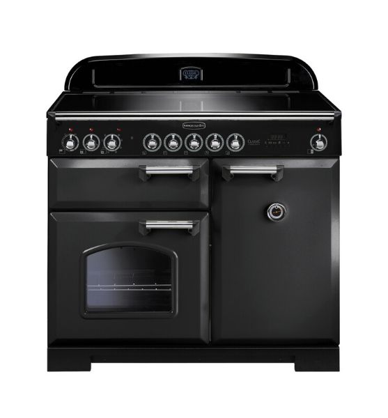 Rangemaster 128610 Classic Deluxe 100 Induction Range Cooker in Charcoal Black with Chrome Trim - CDL100EICB/C