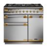 Rangemaster 135370 Elise Luxe 90 Dual Fuel Range Cooker in Stainless Steel with Antique Brass Trim - ELS90DFFSS/AB