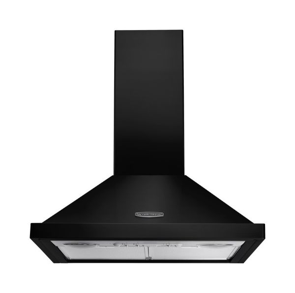 Rangemaster 63090 60cm Chimney Cooker Hood in Black and Chrome - LEIHDC60BC/