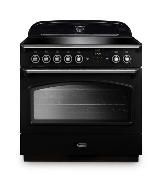 Rangemaster 131670 Classic FX 90 Induction Range Cooker in Black with Chrome Trim - CLAS90FXEIBL/C