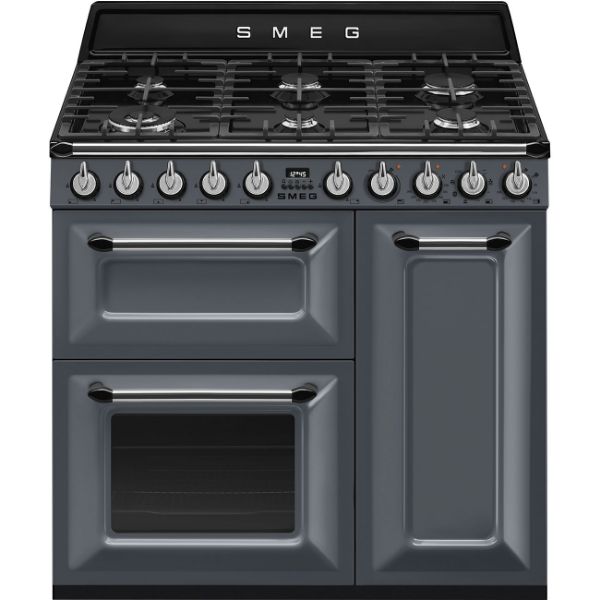 Smeg TR93GR 90cm Victoria Dual Fuel Range Cooker in Slate Grey _main