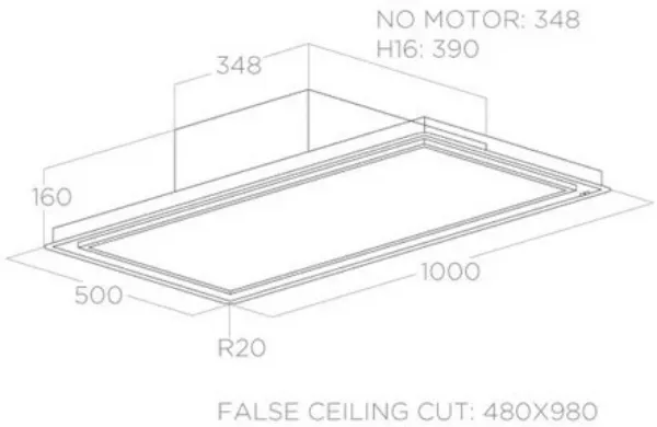 Elica SKYDOME-PLUS-16 Skydome Plus 16cm Ceiling Cooker Hood_dimensions