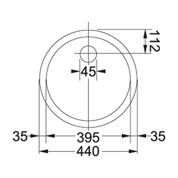 Franke RBX604 Rotondo Round Stainless Steel Drainer_dimensions