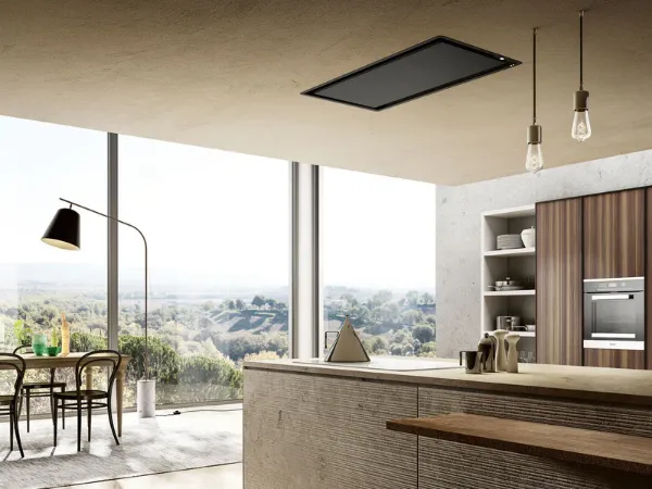 Elica ILLUS-PLS-RM-CS Illusion Plus 100cm Integrated Ceiling Cooker Hood in Custom Finish_kitchen view