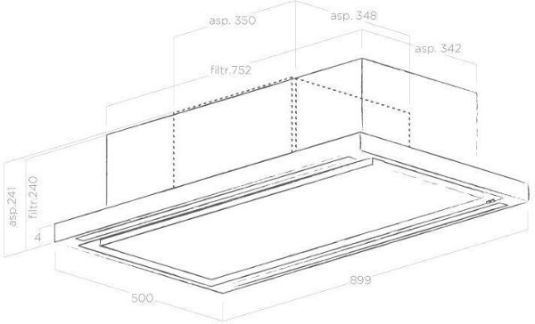 Elica CLOUD-SEVEN-RC Cloud Seven 90cm Cooker Hood in Stainless Steel - Recirculating_dimensions