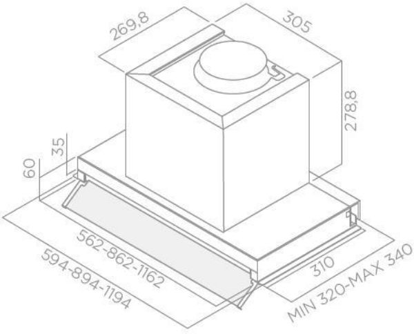 Elica BOXIN-HE-120 Boxin HE 120cm Cooker Hood in Stainless Steel & White Glass_dimensions