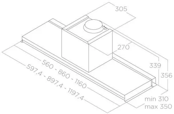 Elica LEVER-90 90cm Wide Integrated Hood in Stainless Steel_dimensions