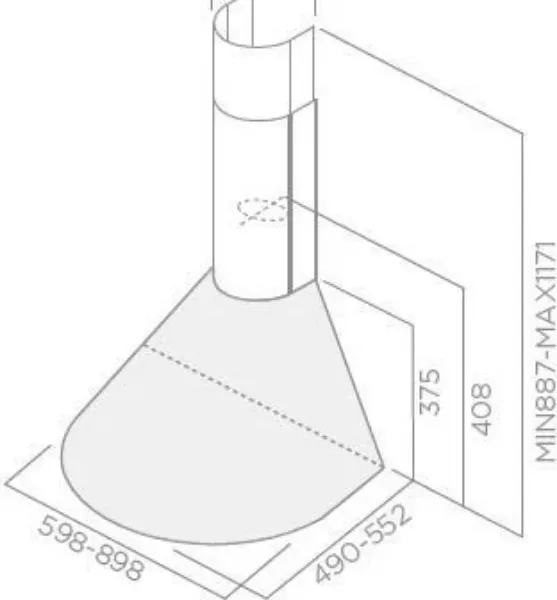 Elica TONDA-60 Tonda 60cm Chimney Hood in Stainless Steel_dimensions
