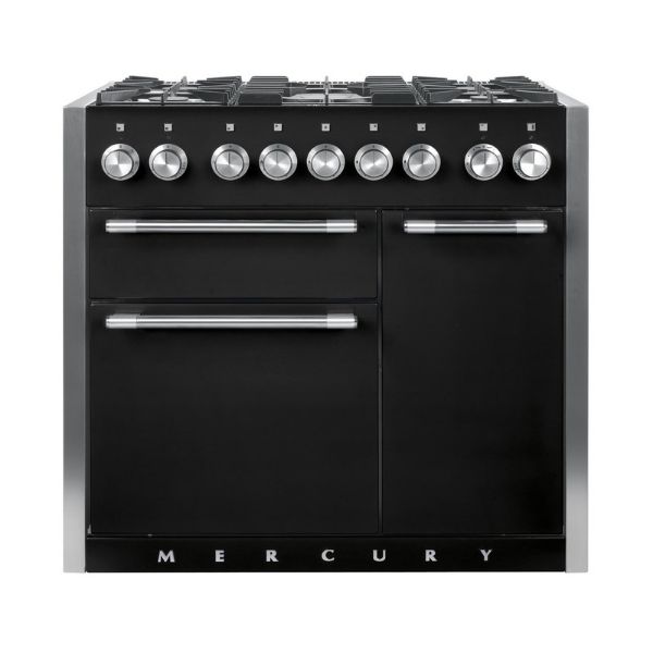 Mercury MCY1000DFAB 93130 1000 Dual Fuel Range Cooker in Ash Black (Satin) with Chrome Trim_main