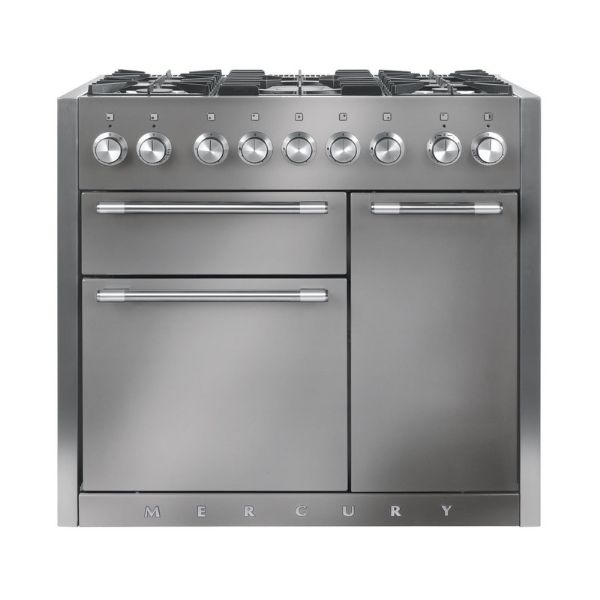 Mercury MCY1000DFSS 93110 1000 Dual Fuel Range Cooker in Stainless Steel with Chrome Trim_main