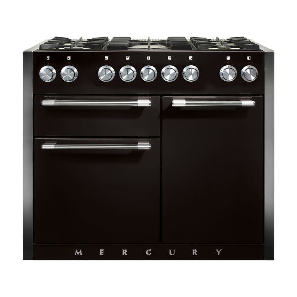 Mercury MCY1082DFAB 93220 1082 Dual Fuel Range Cooker in Ash Black (Satin) with Chrome Trim